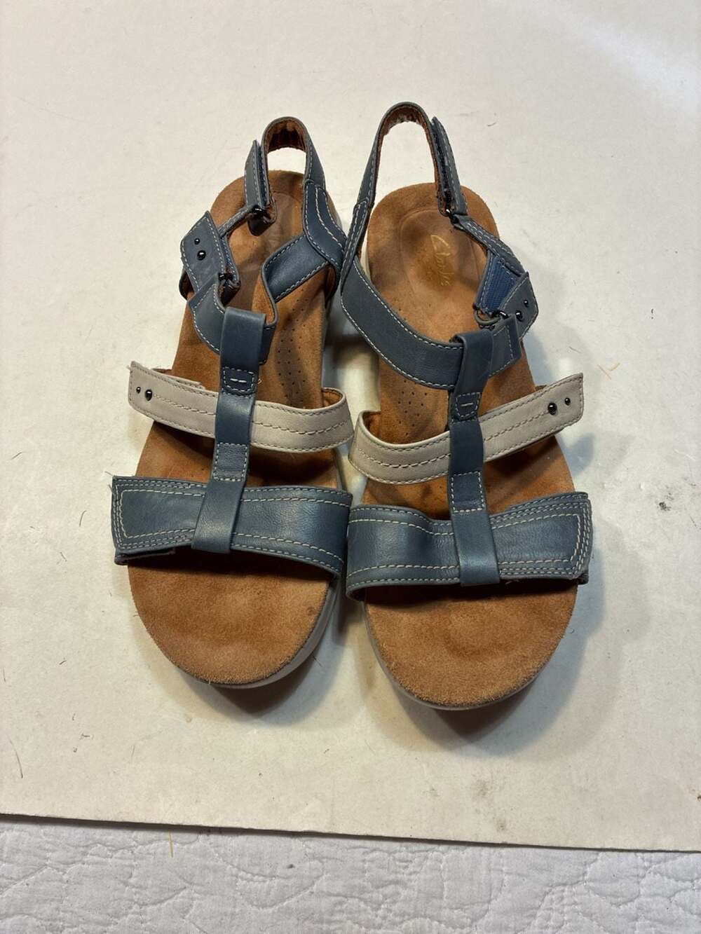 Clarks Kitly Step Sandals Denim Combination Size 8 Used-Good